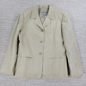VTG AKA Eddie Bauer Silk Blend Jacket Womens 10 Cream Tan Lined Preppy Academia